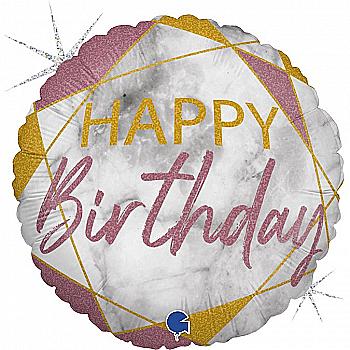 Куля повітряна 18" Геометрія мармур рожеве золото, 3202-2678