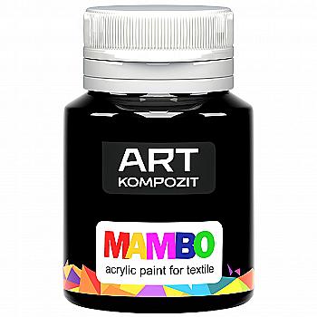 Фарба акрилова Mambo для тканин, Чорний (23), 20 мл, ART Kompozit Фарба акрилова Mambo для тканин, Чорний (23), 20 мл, ART Kompozit