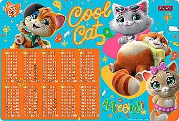 Подкладка для стола детская 1В "Таблица умножения "44 Cats", 491862 Подкладка для стола детская 1В "Таблица умножения "44 Cats", 491862