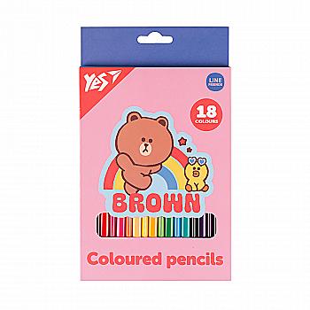 Карандаши YES 18 цв. "Line Friends. Choco and Sally", 290734 Карандаши YES 18 цв. "Line Friends. Choco and Sally", 290734