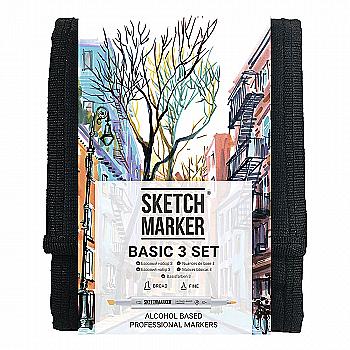Набор маркеров SKETCHMARKER Basic 3 set 12 - Базовые оттенки 3 (12 маркеров + сумка органайзер), 12bas3 Набор маркеров SKETCHMARKER Basic 3 set 12 - Базовые оттенки 3 (12 маркеров + сумка органайзер), 12bas3