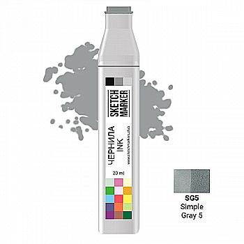 Чернило для заправки маркера SKETCHMARKER, 20 мл, Simple Gray 5 - Простой серый 5, SI-SG5 Чернило для заправки маркера SKETCHMARKER, 20 мл, Simple Gray 5 - Простой серый 5, SI-SG5
