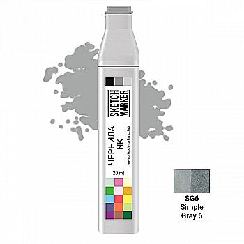 Чернило для заправки маркера SKETCHMARKER, 20 мл, Simple Gray 6 - Простой серый 6, SI-SG6 Чернило для заправки маркера SKETCHMARKER, 20 мл, Simple Gray 6 - Простой серый 6, SI-SG6