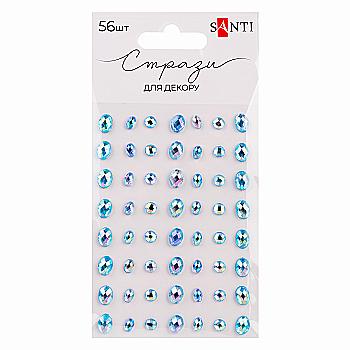 Стрази SANTI самоклеючі "Росинки" блакитні, 56 шт, 743015 Стрази SANTI самоклеючі "Росинки" блакитні, 56 шт, 743015