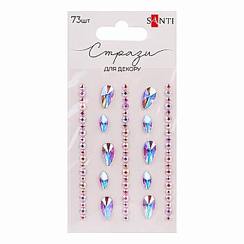 Стрази SANTI самоклеючі "Краплі" рожеві, 73 шт, 743013 Стрази SANTI самоклеючі "Краплі" рожеві, 73 шт, 743013