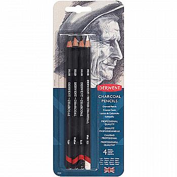 Набір вугільних олівців Charcoal, 4 шт, в блістері, Derwent 39000 Набір вугільних олівців Charcoal, 4 шт, в блістері, Derwent 39000