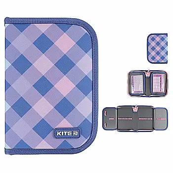 Пенал Kite 1 отделение, 2 отворота, без наполнения 622 Purple Chequer, K24-622-3 Пенал Kite 1 отделение, 2 отворота, без наполнения 622 Purple Chequer, K24-622-3