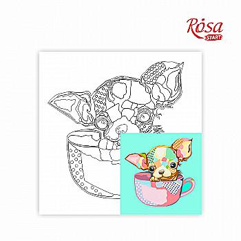 Полотно на картоні з контуром, Pop Art Puppy, 30*30, бавовна, акрил, Rosa Start Полотно на картоні з контуром, Pop Art Puppy, 30*30, бавовна, акрил, Rosa Start