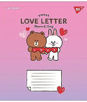 Зошит 12 лін. YES Line Friends. Love letter, 766948 Зошит 12 лін. YES Line Friends. Love letter, 766948
