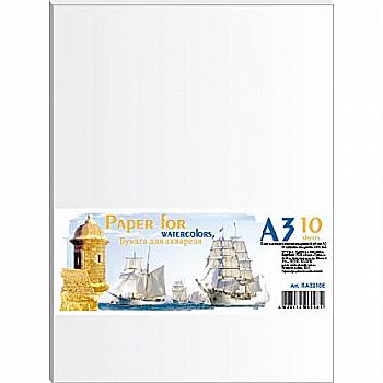 Папір для акварелі A3 10 аркушів (200г/м2), в пакеті, ПА3110Е Папір для акварелі A3 10 аркушів (200г/м2), в пакеті, ПА3110Е