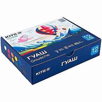 Гуашь, 12 цв., 20 мл Kite Classic, K-063 Гуашь, 12 цв., 20 мл Kite Classic, K-063