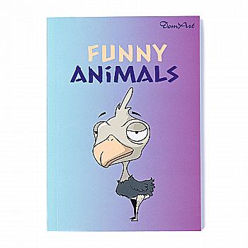 Блокнот B6 80 арк "Funny Animal" в асорт., кольорова клітинка з малюнком, DomArt Блокнот B6 80 арк "Funny Animal" в асорт., кольорова клітинка з малюнком, DomArt