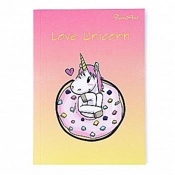 Блокнот B6 80 арк "Love Unicorn", кольорова клітинка з малюнком, DomArt Блокнот B6 80 арк "Love Unicorn", кольорова клітинка з малюнком, DomArt