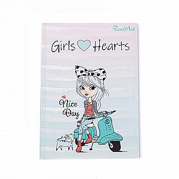 Блокнот A5 80 л "Girls&Hearts", цветная клетка, DomArt Блокнот A5 80 л "Girls&Hearts", цветная клетка, DomArt