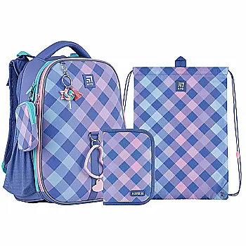 Набор рюкзак + пенал + сумка для обуви Kite 531M Purple Chequer, SET_K24-531M-2 Набор рюкзак + пенал + сумка для обуви Kite 531M Purple Chequer, SET_K24-531M-2