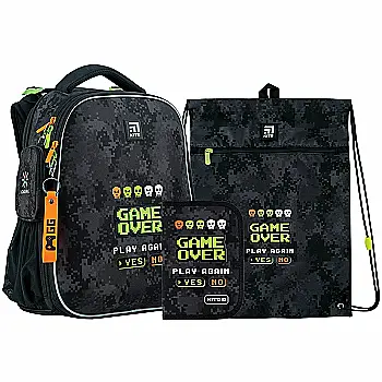 Набір рюкзак + пенал+ сумка для взуття +гам. Kite 531M Game Over, SET_K24-531M-6 Набір рюкзак + пенал+ сумка для взуття +гам. Kite 531M Game Over, SET_K24-531M-6