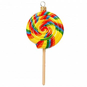 Ялинкова прикраса ручним розписом скляна Цукерка Lollipop 14 см (подар.уп.), A0982.19 Ялинкова прикраса ручним розписом скляна Цукерка Lollipop 14 см (подар.уп.), A0982.19