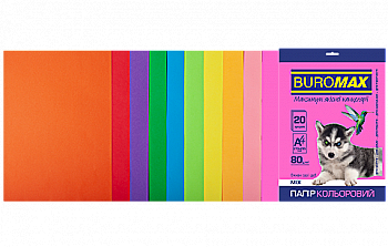 Набір кольорового паперу А4 20 арк, 10 кол., 80 г/м2 Neon+Intensiv, BM.2721820-99 Набір кольорового паперу А4 20 арк, 10 кол., 80 г/м2 Neon+Intensiv, BM.2721820-99