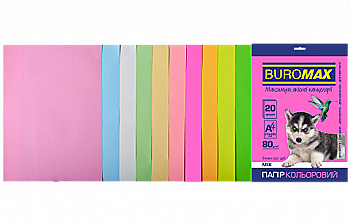 Набір кольорового паперу А4 20 арк, 10 кол., 80 г/м2 Pastel+Neon, BM.2721720-99 Набір кольорового паперу А4 20 арк, 10 кол., 80 г/м2 Pastel+Neon, BM.2721720-99