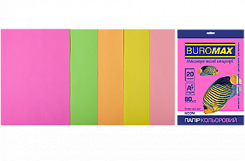 Набір кольорового паперу А4 20 арк, 5 кол., 80 г/м2 Neon, BM.2721520-99 Набір кольорового паперу А4 20 арк, 5 кол., 80 г/м2 Neon, BM.2721520-99