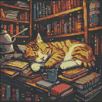 Набір з алмазною мозаїкою "Пухнастий книголюб" з АВ стразами 40*40 см, AMO7648 ТМ "Ідейка" Набір з алмазною мозаїкою "Пухнастий книголюб" з АВ стразами 40*40 см, AMO7648 ТМ "Ідейка"