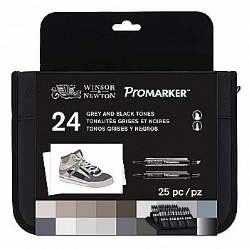 Набор маркеров двусторонних ProMarker "Black and Greys" 24шт. в пенале, 0290081 W&N Набор маркеров двусторонних ProMarker "Black and Greys" 24шт. в пенале, 0290081 W&N