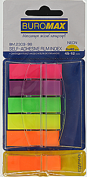 Закладка 45*12 мм, (5+1)х40 арк, кольорові "Neon Pop-up" асорті BM.2303-98