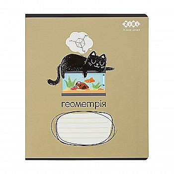 Зошит 48 кл, Предметка - Геометрія, конгрев. тисн. + УФ лак, Crazy cat, ZB.1703-22 Зошит 48 кл, Предметка - Геометрія, конгрев. тисн. + УФ лак, Crazy cat, ZB.1703-22