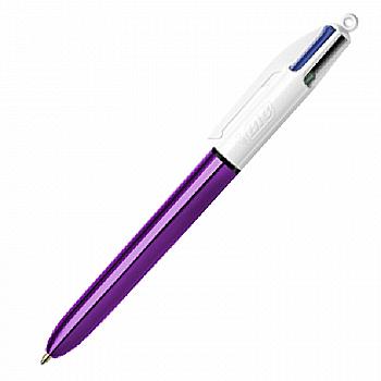 Ручка кулькова 4 в 1 кольори Шайн Фіолетова, bc982876 BIC Ручка кулькова 4 в 1 кольори Шайн Фіолетова, bc982876 BIC