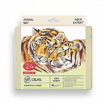 Набір олівців акварельних 99IDEAS "Aqua Expert" 24 кол., Animal Set, метал. коробка, 99AE-24ANIM Набір олівців акварельних 99IDEAS "Aqua Expert" 24 кол., Animal Set, метал. коробка, 99AE-24ANIM