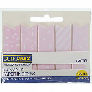 Закладки паперові з клейким шаром Pastel, 65*18 мм, 100 арк, рожеві, BM.2332-10 Закладки паперові з клейким шаром Pastel, 65*18 мм, 100 арк, рожеві, BM.2332-10