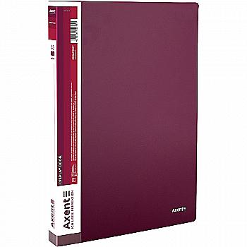 Папка А4, 40 файлів, бордова 1040-04 Axent