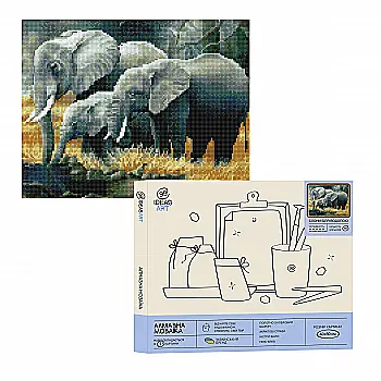 Набір з алмазною мозаїкою "Слони біля водопою", 40*50 см, IDEA2-CK1842, ТМ "99IDEAS" Набір з алмазною мозаїкою "Слони біля водопою", 40*50 см, IDEA2-CK1842, ТМ "99IDEAS"