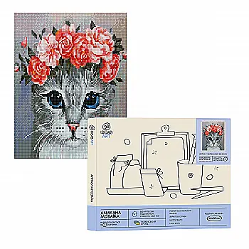 Набір з алмазною мозаїкою "Котик у червоному віночку", 40*50 см, IDEA2-CK3671, ТМ "99IDEAS" Набір з алмазною мозаїкою "Котик у червоному віночку", 40*50 см, IDEA2-CK3671, ТМ "99IDEAS"