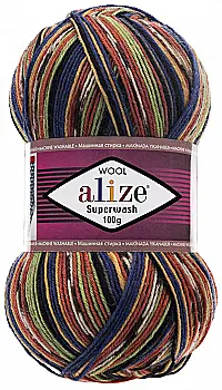Пряжа носочная 75% шерсть, 25% полиамид, 100 г, 420 м, 2701 Попугай, ТМ Alize SuperWash Comfort Socks Пряжа носочная 75% шерсть, 25% полиамид, 100 г, 420 м, 2701 Попугай, ТМ Alize SuperWash Comfort Socks