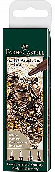 Набір ручок капілярних PITT Brush 4 шт. "Сепія" в пласт. кор., 167101 Faber-Castell Набір ручок капілярних PITT Brush 4 шт. "Сепія" в пласт. кор., 167101 Faber-Castell