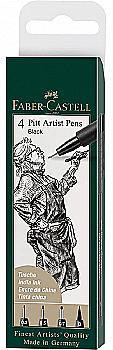 Набір ручок капілярних PITT Brush 4 шт. "Чорні кольори" в пласт. кор., 167100 Faber-Castell Набір ручок капілярних PITT Brush 4 шт. "Чорні кольори" в пласт. кор., 167100 Faber-Castell