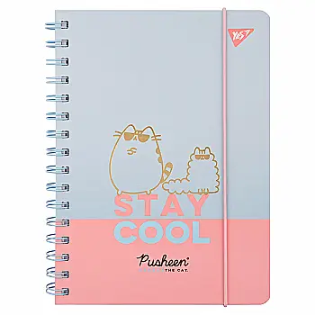 Блокнот YES А5/80 подв. спіраль з резинкою "Pusheen" клітинка, 151885 Блокнот YES А5/80 подв. спіраль з резинкою "Pusheen" клітинка, 151885