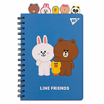 Блокнот YES А5, 80 л. cпіраль з фігурн. роздільниками "Line Friends", 151775 Блокнот YES А5, 80 л. cпіраль з фігурн. роздільниками "Line Friends", 151775