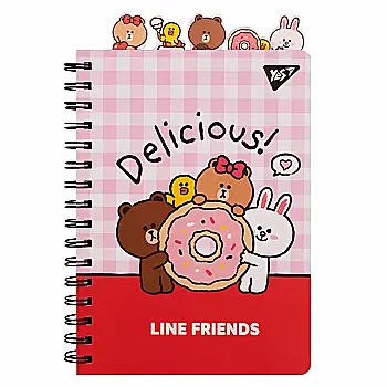 Блокнот YES А5, 80 л., спираль с фигурн. разделителями "Line Friends. Delicious", 151776 Блокнот YES А5, 80 л., спираль с фигурн. разделителями "Line Friends. Delicious", 151776