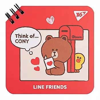 Блокнот YES 110*110 мм, 80 л., двойн. спираль "Line Friends" Think of Cony, 151751 Блокнот YES 110*110 мм, 80 л., двойн. спираль "Line Friends" Think of Cony, 151751