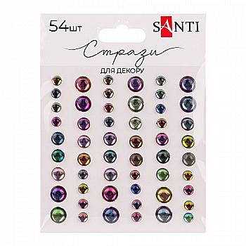 Стрази SANTI самоклеючі райдужні, 54 шт, 743012 Стрази SANTI самоклеючі райдужні, 54 шт, 743012