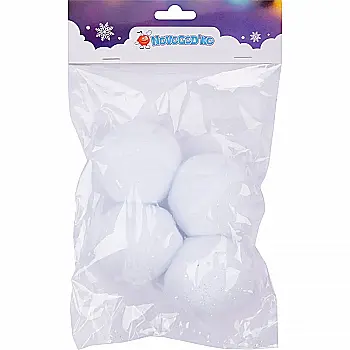 Набір сніжків декоративних Novogod`ko, 6 см, 4 шт., гліттер, 974195 Набір сніжків декоративних Novogod`ko, 6 см, 4 шт., гліттер, 974195