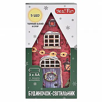 Новогодний декор Yes! Fun "Домик-светильник" 21 см, красный, картон, LED, 801215 Новогодний декор Yes! Fun "Домик-светильник" 21 см, красный, картон, LED, 801215