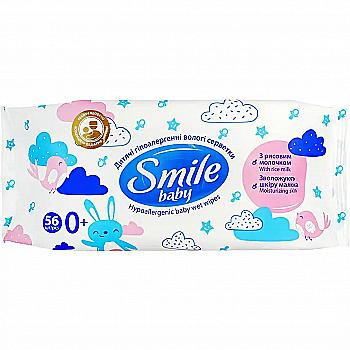 Салфетки влажные Smile Baby с рисовым молочком, 56 шт., New sticker, 42116803 Салфетки влажные Smile Baby с рисовым молочком, 56 шт., New sticker, 42116803