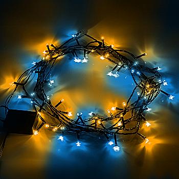 Электрогирлянда Yes! Fun "Нить" 70 LED, желто-синяя, 4,9 м, 8 режимов мигания, 974845 Электрогирлянда Yes! Fun "Нить" 70 LED, желто-синяя, 4,9 м, 8 режимов мигания, 974845