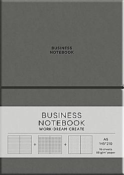 Тетрадь А5 96 л. "Business" лин, PU, мягкий переплет, кремовый блок, 80г/м2, Dark Gray, (4946) Тетрадь А5 96 л. "Business" лин, PU, мягкий переплет, кремовый блок, 80г/м2, Dark Gray, (4946)