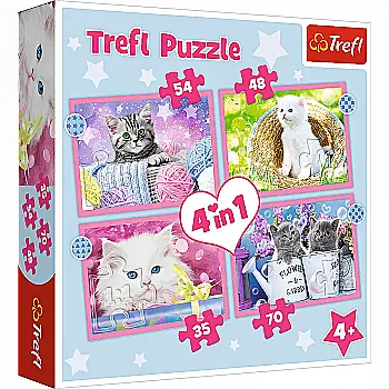 Пазл "4 в 1" - Веселі котики, Trefl, 34396 Пазл "4 в 1" - Веселі котики, Trefl, 34396