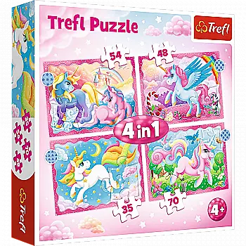 Пазл "4 в 1" - Єдинороги і магія, Trefl, 34389 Пазл "4 в 1" - Єдинороги і магія, Trefl, 34389