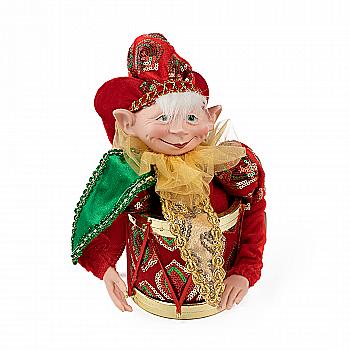 Украшение новогоднее Эльф зелено-красный 36 см с маской и барабаном, 94711 Украшение новогоднее Эльф зелено-красный 36 см с маской и барабаном, 94711